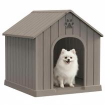 Casinha para Cães DRATO de Resina Plástica Pequena para Uso Interno e Externo Cinza