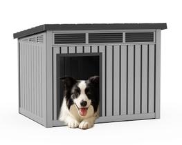 Casinha para Cães DRATO Média Cinza 82x64x61 cm Resistente às Intempéries