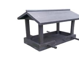 Casinha passarinho comedouro Preto madeira bandeja 34x50 Casinha passarinho comedouro Preto madeira bandeja 34x50