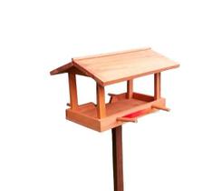 Casinha passarinho comedouro tratador madeira bandeja 34x50