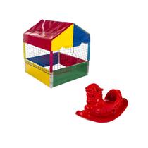 Casinha Piscina de Bolinhas Pequena 1,00m Premium + Gangorra infantil 1 Lugar - Rotoplay Brinquedos