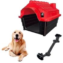 Casinha Plástica Pet P/ Cães N4 + Brinquedo Mordedor Corda