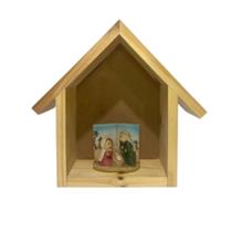 Casinha Presépio Natal de Madeira Pinus Tratada Envernizada Decorativo
