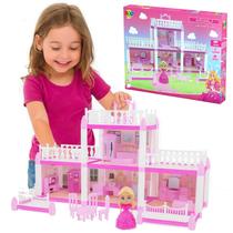 Casinha Princesa Brinquedo Menina Boneca 110pçs Quarto Sala