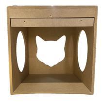Casinha Toca Para Gato 32,5cm MDF Rosto de Gato Casinha Toca Para Gato 32,5cm MDF Rosto de Gato
