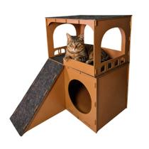Casinha Toca Para Gato Mdf Dois Andares Cor Caramelo Casinha Toca Para Gato Mdf Dois Andares Cor Caramelo