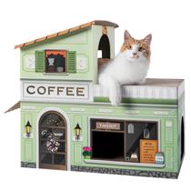 Casita para Gatos SMILE PAWS de Cartón con Rascadores Cafetería