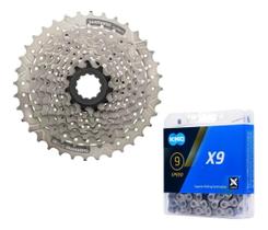 Cassete 9v Shimano Hg201 11/36 + Corrente Kmc X9 Silver 9v