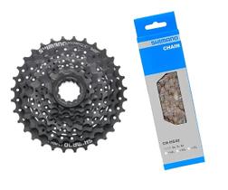 Cassete shimano altus cs-hg31 11-32d + corrente shimano cn-hg40 116 elos - 8v