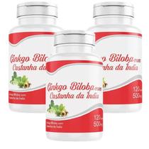 Castanha com Ginkgo Biloba 360 cápsulas 500mg 3 frasco x 120 capsulas - NS SUPLEMENTOS