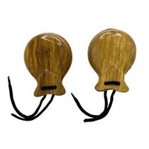 Castanholas Espanholas Madeira Clara 2 pares com 9 cm