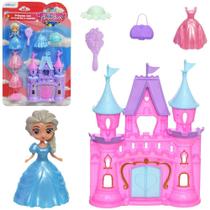 castelo com boneca troca roupa de plastico + acessorios meu mundo encantado 8 pecas - ETITOYS