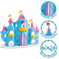 Castelo Da Princesa Snow Completo Com Boneca Que Acende o Vestido E Móveis