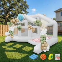 Castelo Inflável JOYMOR 400x300x240 cm Branco com Piscina de Bolinhas Castelo Inflável JOYMOR 400x300x240 cm Branco com Piscina de Bolinhas
