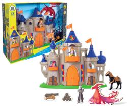 Castelo Medieval brinquedo com Boneco e Cavalo - Samba Toys
