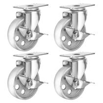 Caster Wheels 4, toda em aço, giratória com trava de freio, 400 kg, cinza