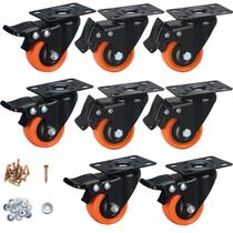 Caster Wheels ASRINIEY Heavy Duty de 2 polegadas, conjunto de 8 laranjas