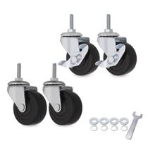 Caster Wheels AXL de 2 polegadas com haste rosqueada 5/16 com freio, pacote com 4
