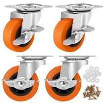 Caster Wheels BOSGEOT Conjunto de 4 polegadas para serviços pesados com freio
