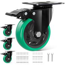 Caster Wheels BZOLIHEU, conjunto de 4 travas verdes pesadas de 10 cm