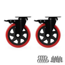 Caster Wheels EGOFIX Heavy Duty 15 cm, conjunto de 2 com freios vermelhos