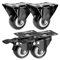 Caster Wheels FactorDuty de 2 polegadas com freio, pacote com 4, 150 libras, preto