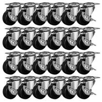 Caster Wheels FactorDuty, pacote com 24, 2 giratórios com freio, borracha rígida Caster Wheels FactorDuty, pacote com 24, 2 giratórios com freio, borracha rígida