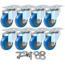 Caster Wheels FactorDuty, pacote com 8, placa giratória de 3 polegadas, azul PU Caster Wheels FactorDuty, pacote com 8, placa giratória de 3 polegadas, azul PU