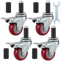 Caster Wheels Finnhomy de 3 polegadas para mesa de preparação, conjunto de 4 vermelhos