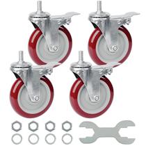 Caster Wheels Finnhomy Swivel de 5 polegadas com freio de 1000 kg, conjunto vermelho 4 Caster Wheels Finnhomy Swivel de 5 polegadas com freio de 1000 kg, conjunto vermelho 4