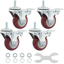 Caster Wheels Finnhomy Swivel de 8 cm com freio de 1000 kg, vermelho, conjunto de 4 Caster Wheels Finnhomy Swivel de 8 cm com freio de 1000 kg, vermelho, conjunto de 4