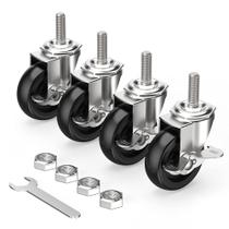 Caster Wheels HOLKIE, conjunto de 4 rodízios com haste de travamento de 3 polegadas Caster Wheels HOLKIE, conjunto de 4 rodízios com haste de travamento de 3 polegadas