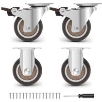 Caster Wheels Humagineer de 5 cm com freios, 2 fixos e 2 giratórios, conjunto 4