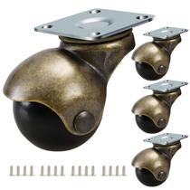 Caster Wheels JGJC 2 para pernas de móveis, latão antigo, conjunto de 4