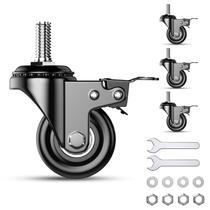 Caster Wheels LUTUMEI de 2 polegadas com haste rosqueada, conjunto de 4