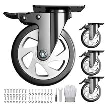 Caster Wheels LUTUMEI de 5 polegadas com fechadura dupla de segurança de 1088 kg, conjunto de 4 Caster Wheels LUTUMEI de 5 polegadas com fechadura dupla de segurança de 1088 kg, conjunto de 4