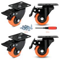 Caster Wheels Mofeetools Load 272 kg de poliuretano laranja, pacote com 4