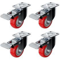 Caster Wheels Online Best Service: poliuretano vermelho de 3 polegadas