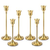 Castiçais Bochino, conjunto de 6 castiçais clássicos de metal dourado Castiçais Bochino, conjunto de 6 castiçais clássicos de metal dourado