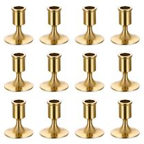 Castiçais Candlestick Taper Sziqiqi Gold Metal, pacote com 12 Castiçais Candlestick Taper Sziqiqi Gold Metal, pacote com 12