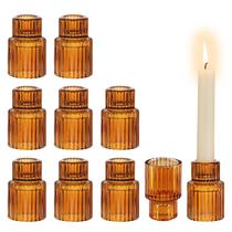 Castiçais de vidro de costura de vidro para castiçais, 10 unidades de âmbar Castiçais de vidro de costura de vidro para castiçais, 10 unidades de âmbar