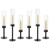 Castiçais de vidro Hurricane NUPTIO Black Metal 6 unidades