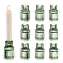 Castiçais Hewory Glass Taper 10 peças verdes vintage