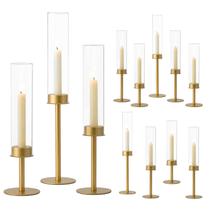 Castiçais Hewory Gold Hurricane de 12 peças com vidro