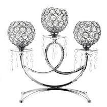 Castiçais OwnMy 3 Arms Crystal Tealight Candelabras Silver Castiçais OwnMy 3 Arms Crystal Tealight Candelabras Silver