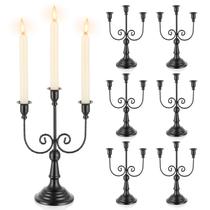 Castiçais pretos Candelabra Romadedi, 3 braços, 30 cm, conjunto de 6 Castiçais pretos Candelabra Romadedi, 3 braços, 30 cm, conjunto de 6