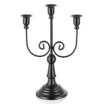 Castiçais pretos Candelabro Romadedi, 3 braços, 30 cm, góticos