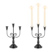 Castiçais pretos Candelabro Romadedi, 3 braços, 30 cm, góticos