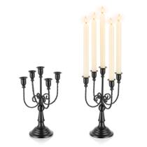 Castiçais pretos Candelabro Romadedi, 5 braços, 30 cm, góticos