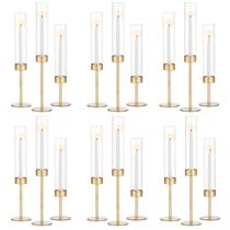 Castiçais Romadedi Gold Glass Hurricane 18 unidades